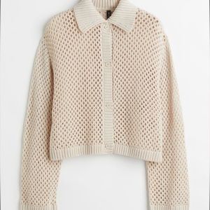 H&M Collared Mesh knit cardigan
